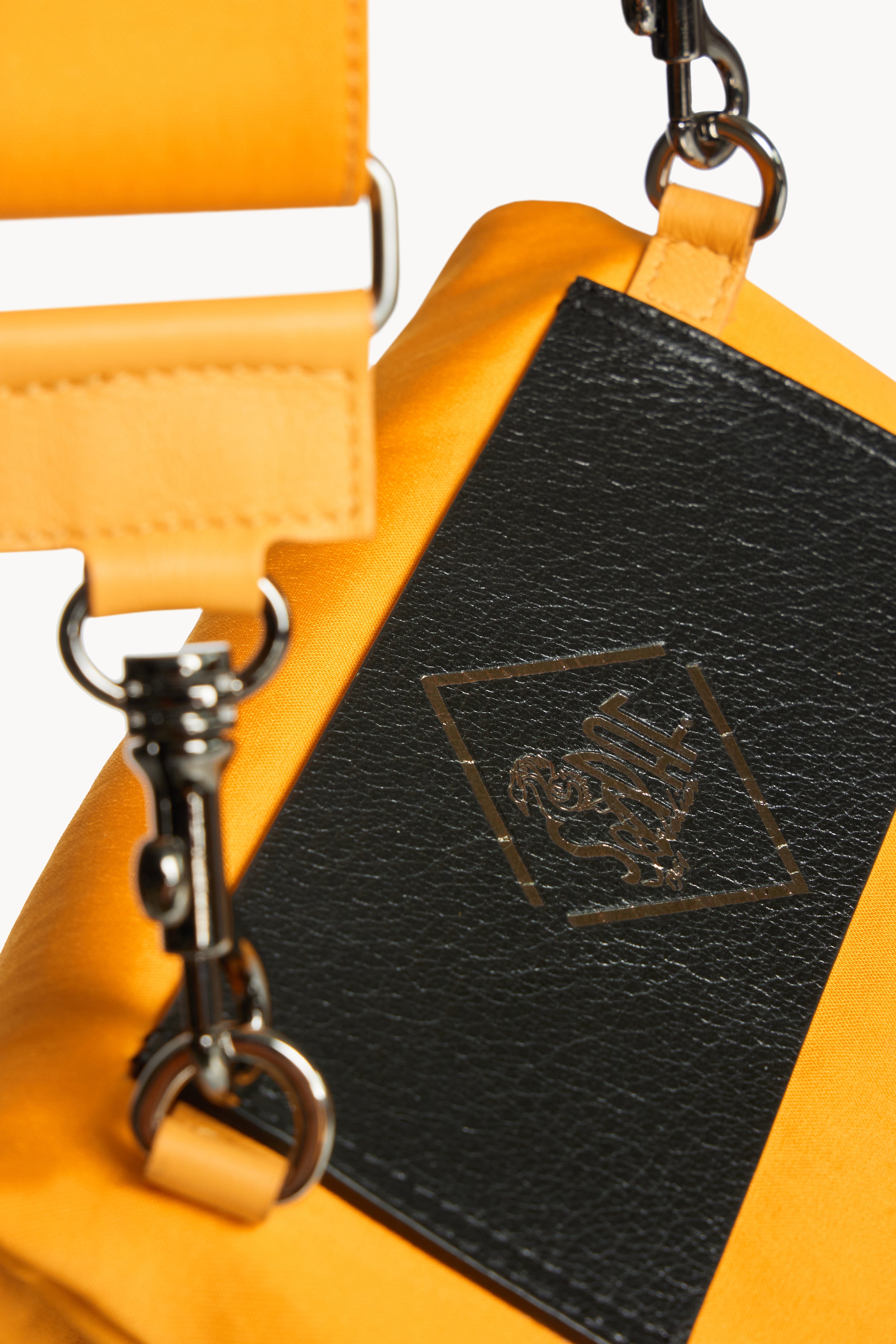 Fabric and Perforated Leather Shoulder Bag