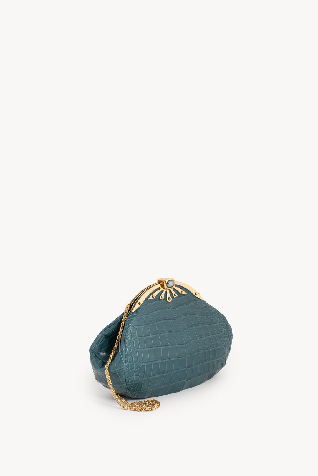 One-Off Clutch in exotic leather - Blue-green