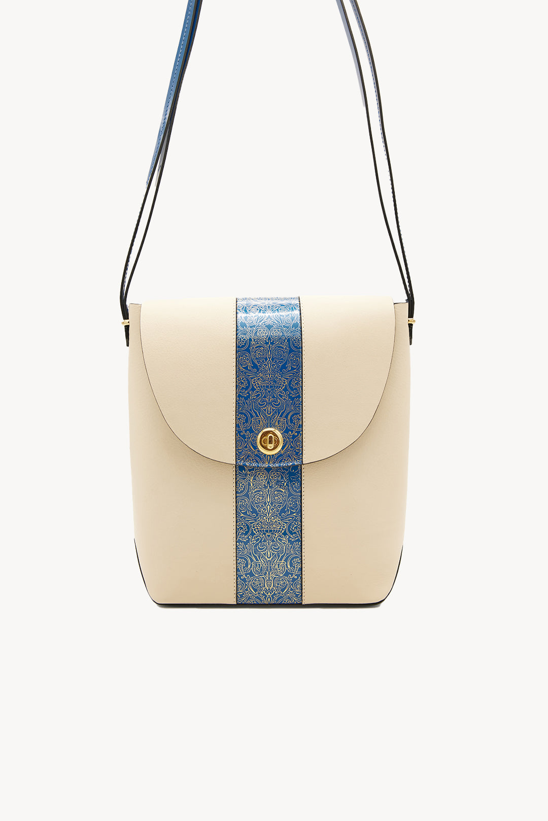 Shopping bag with shoulder strap - Ivory and Blue