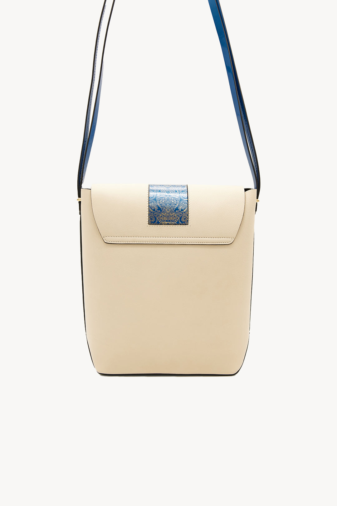 Shopping bag with shoulder strap - Ivory and Blue